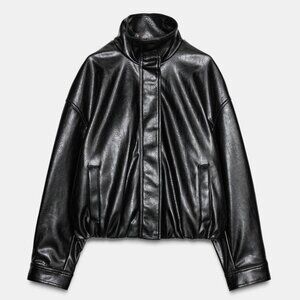 Zara High Volume Leather Jacket